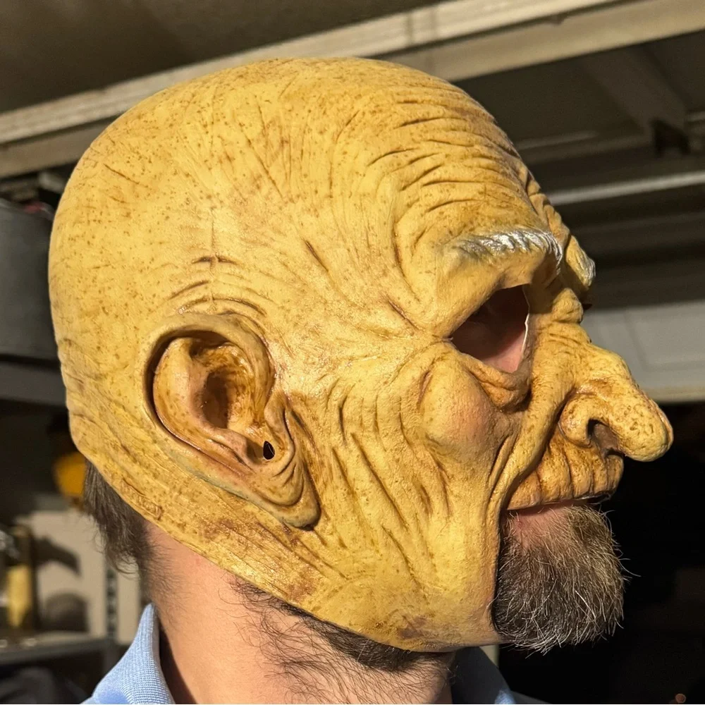 New adult scary old man face mask Halloween costume